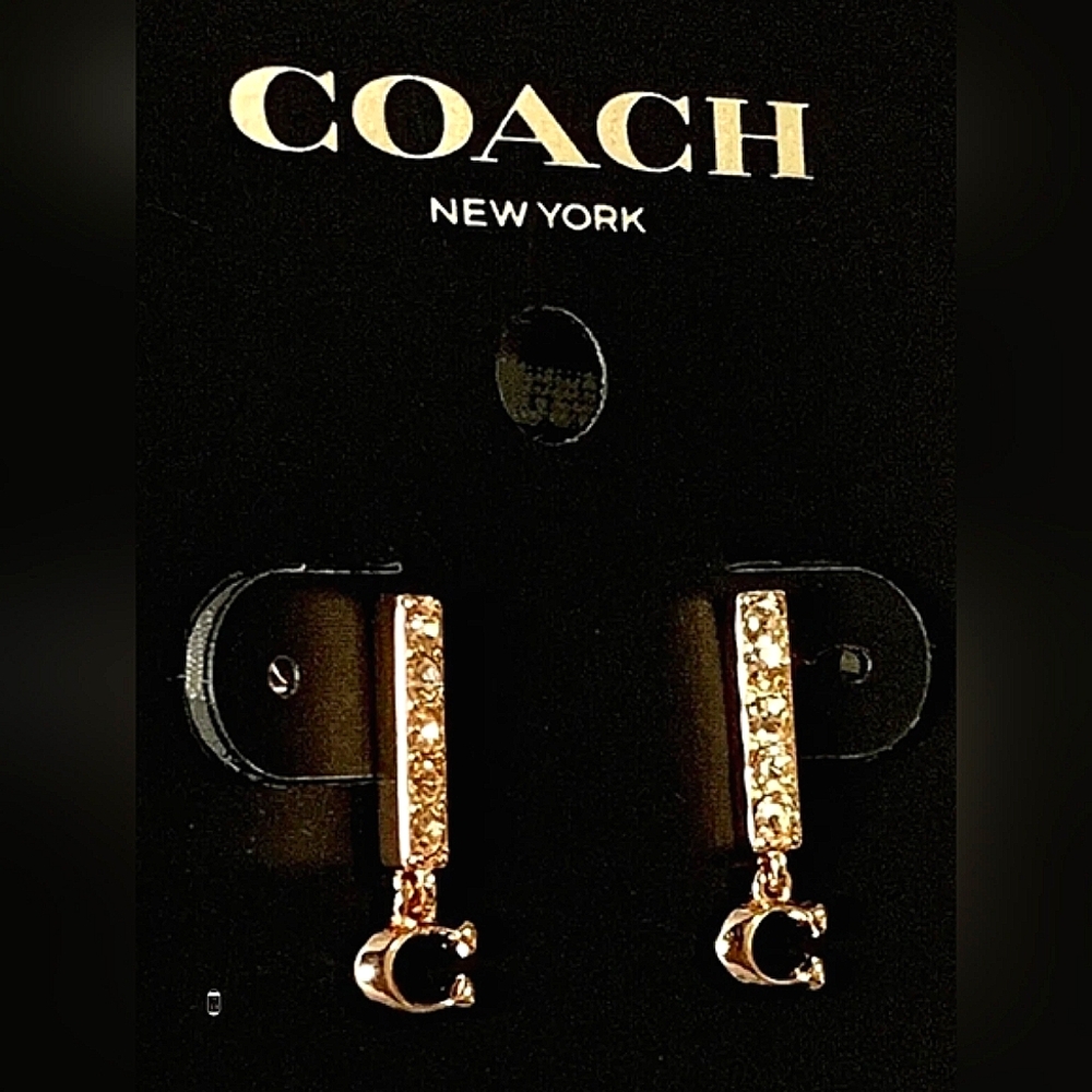 Authentic Coach Sterling Rose Gold Drop Earrings NWT.
